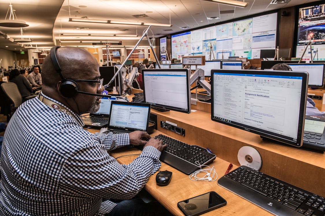 Man on the computer doing work