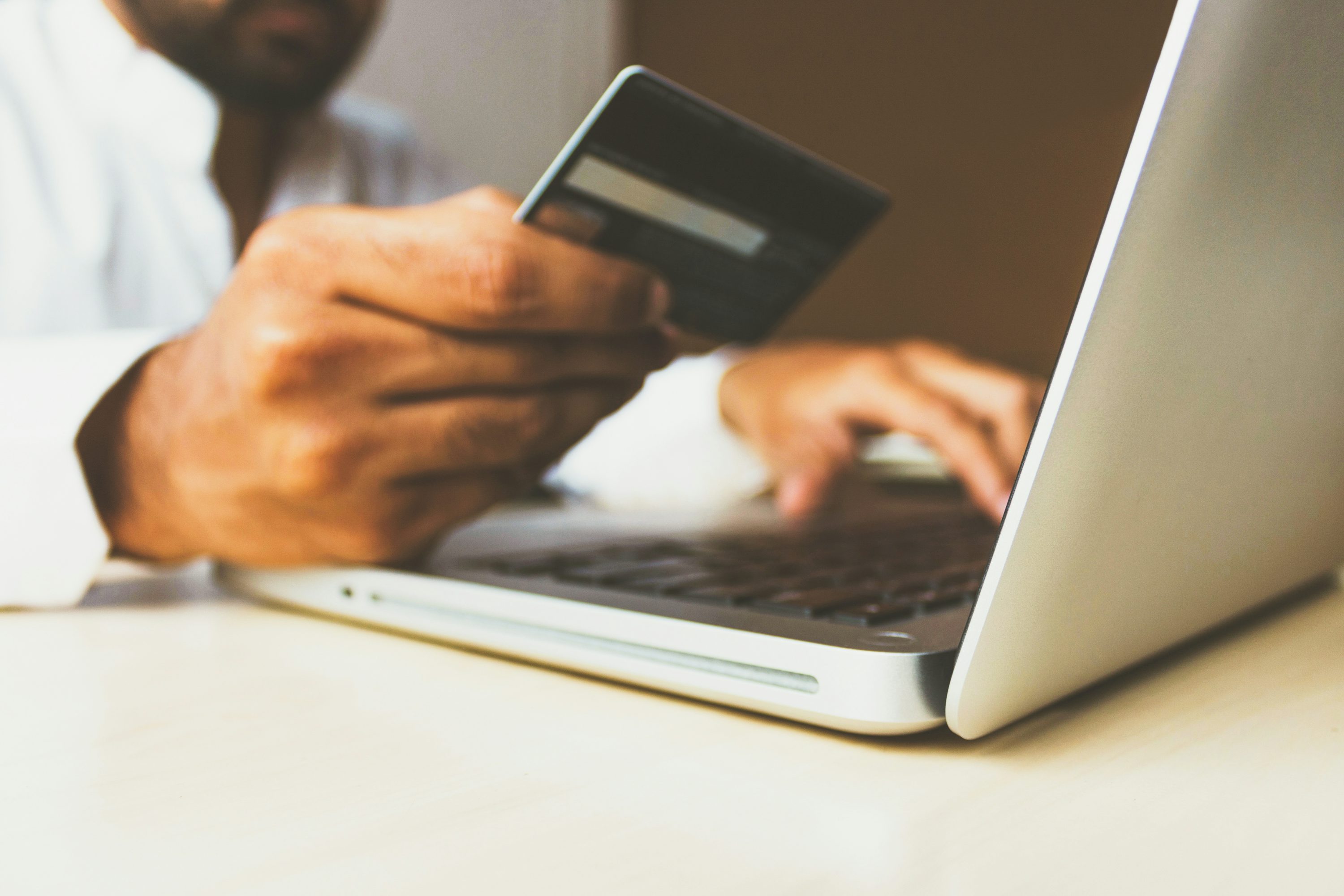 Customer using a credit card to pay online